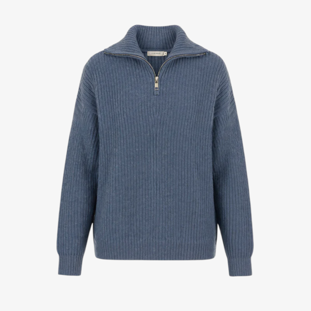 Women’s Half-Zip Knit Sweater with Long Sleeves