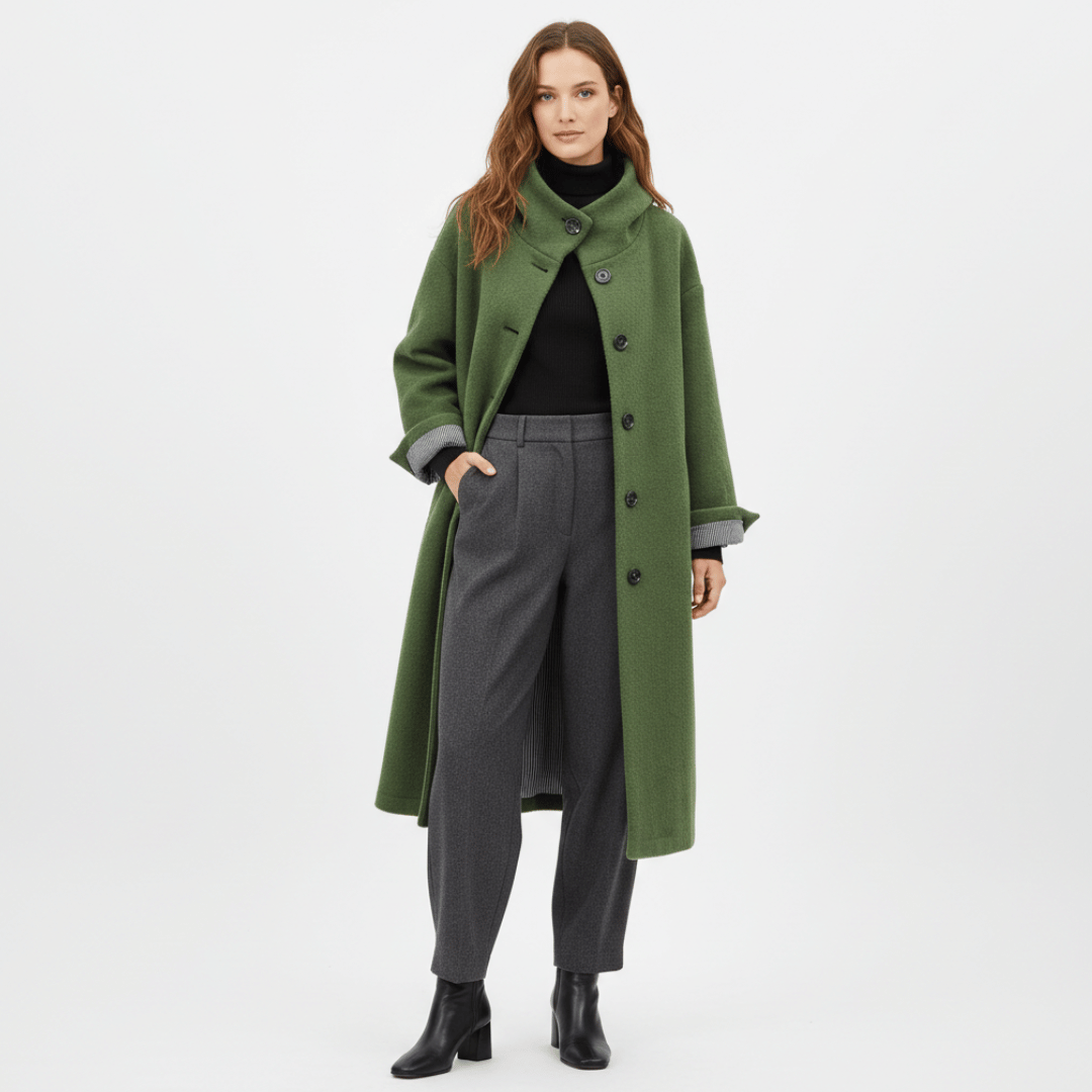 Women’s Hooded Coat with Button Closure