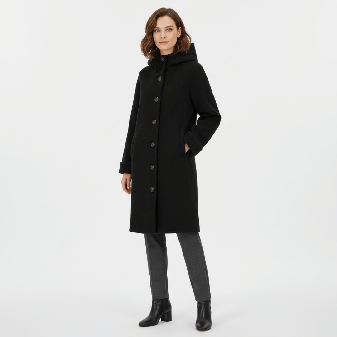 Women’s Hooded Coat with Button Closure