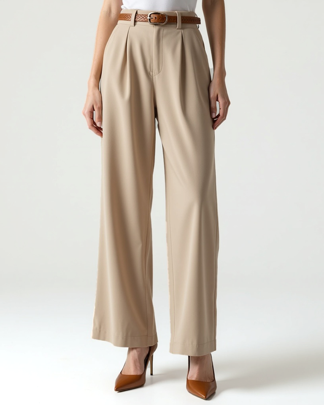 Luqavo | Women’s Straight-Cut Capri Pants with Light Sand Color
