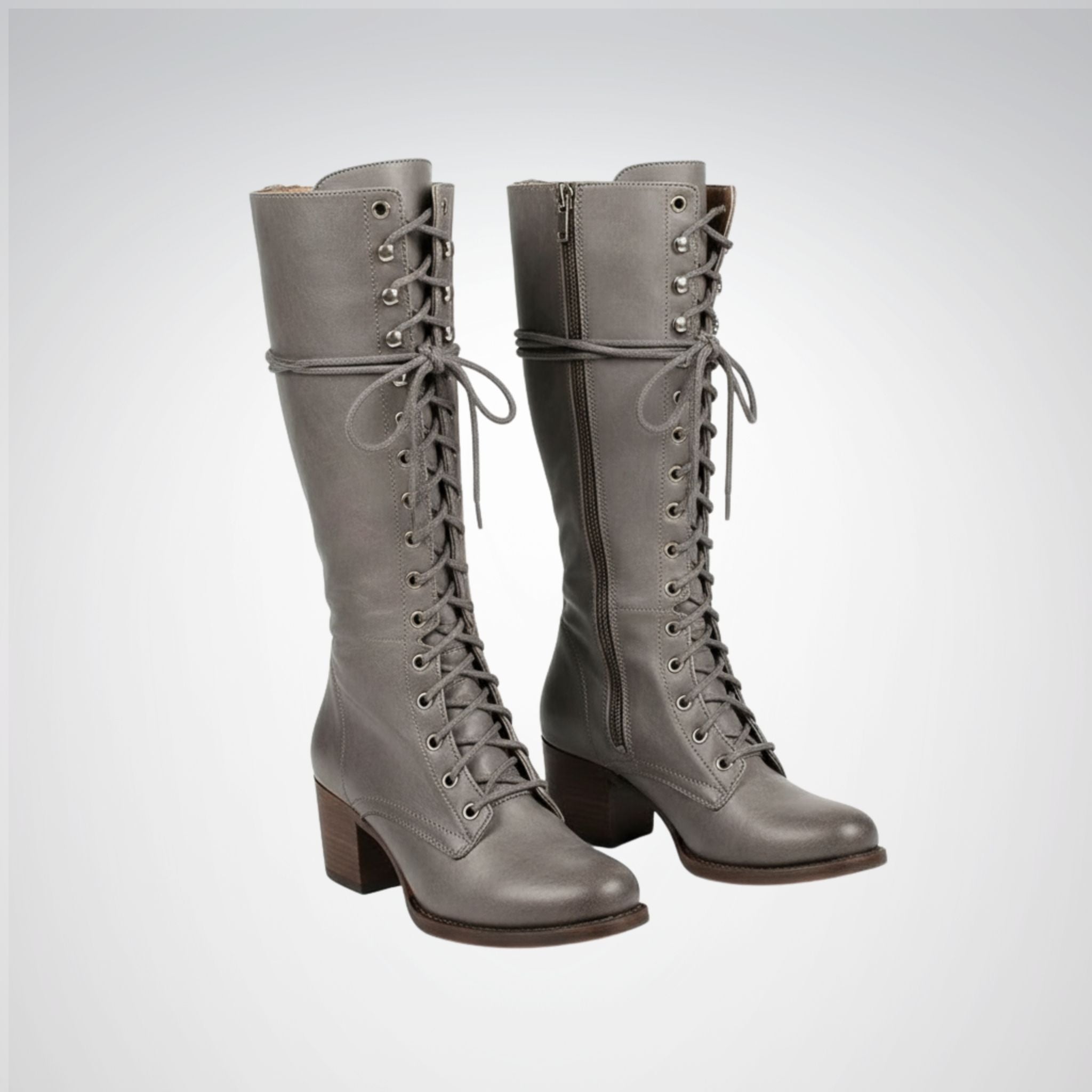 Women's Knee-High Boots | Lace-Up Design, Block Heel