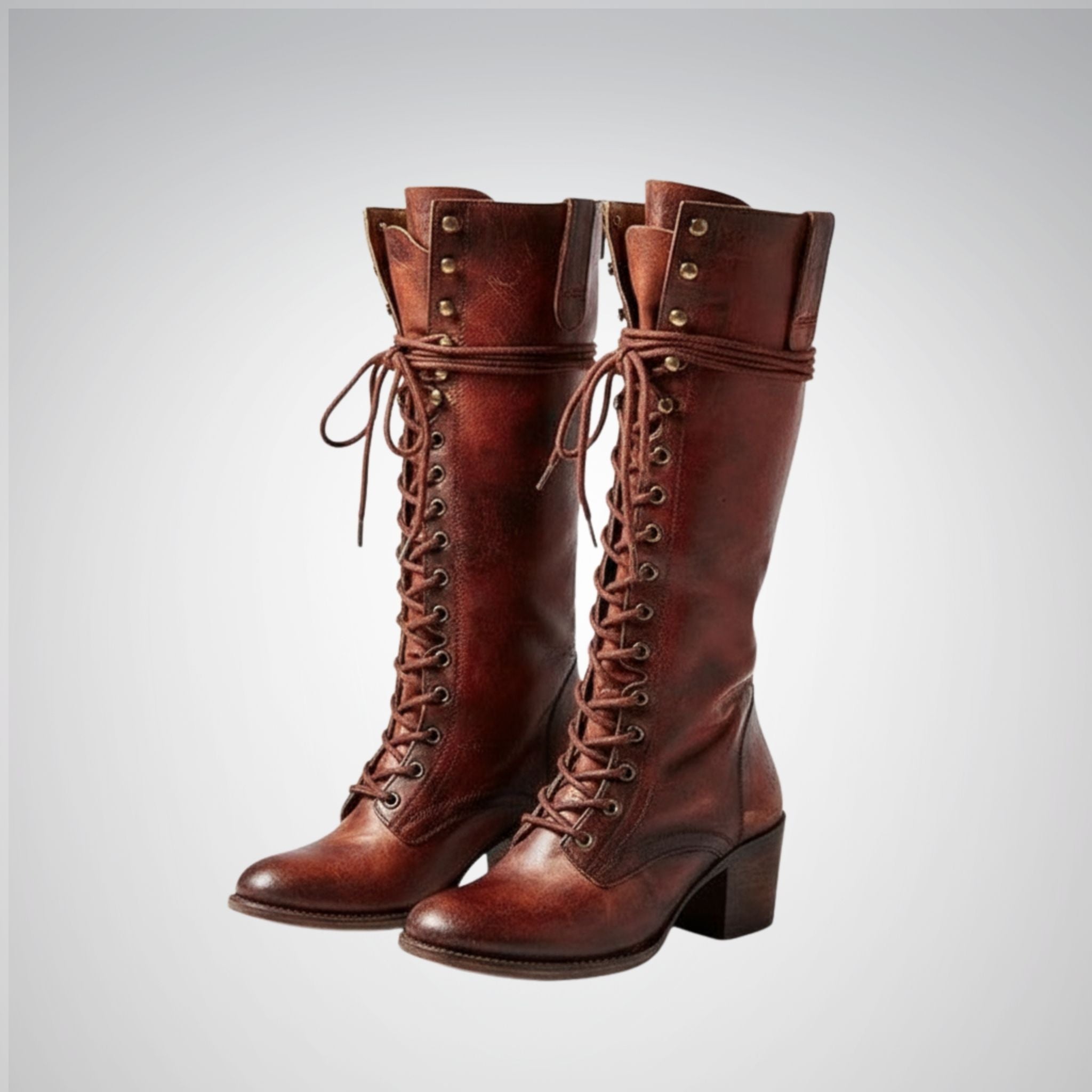 Women's Knee-High Boots | Lace-Up Design, Block Heel