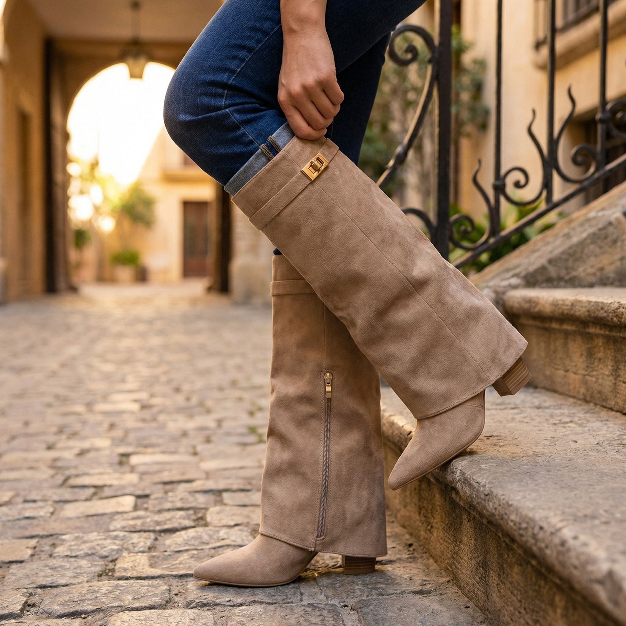 Women's Thigh High Boots | Upper with Buckle Detail