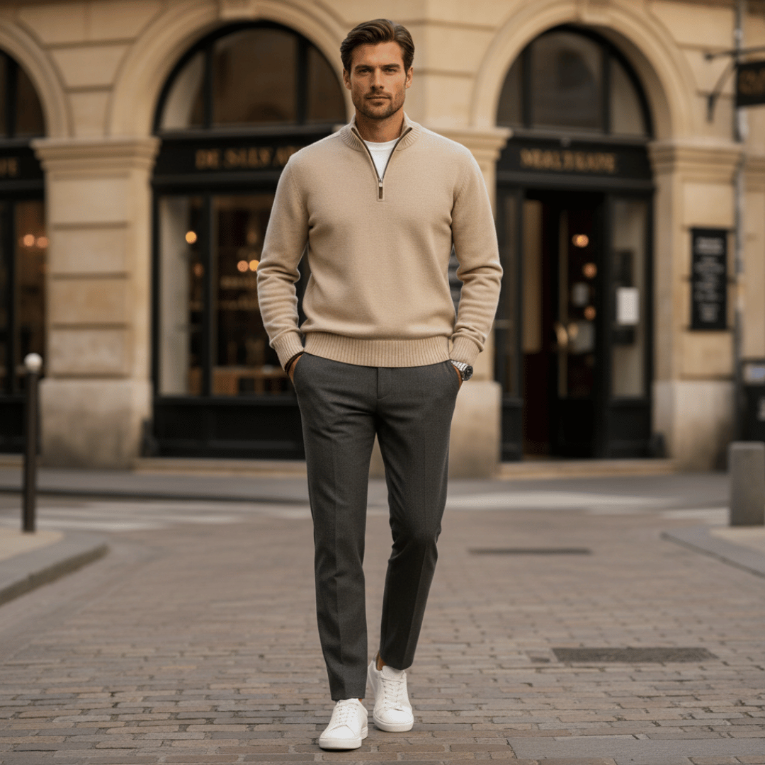 Men’s Half-Zip Sweater with Zippered Collar