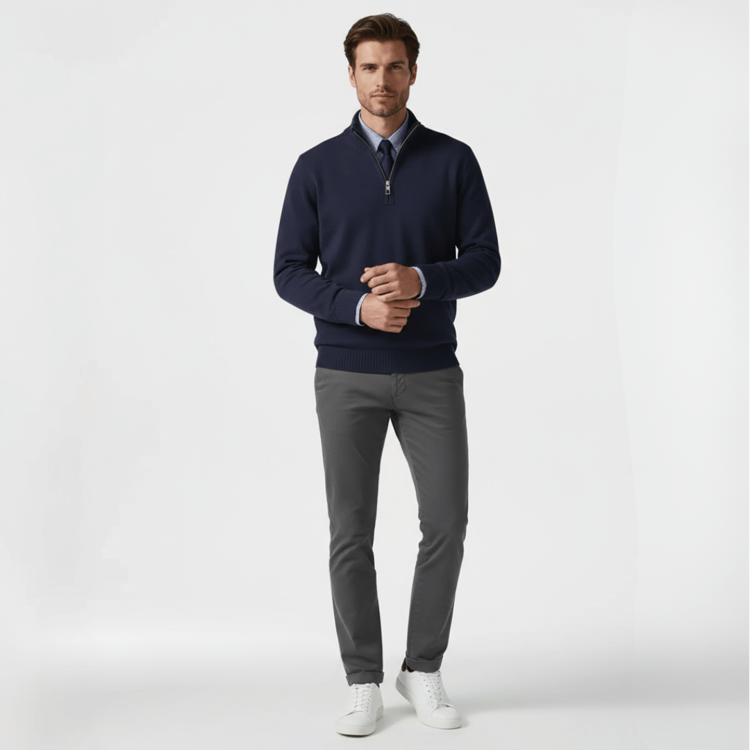 Men’s Half-Zip Sweater with Zippered Collar