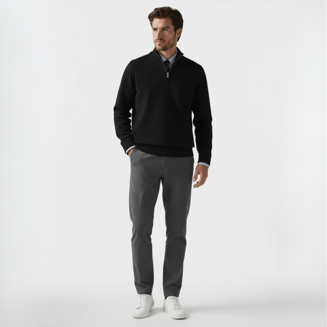 Men’s Half-Zip Sweater with Zippered Collar