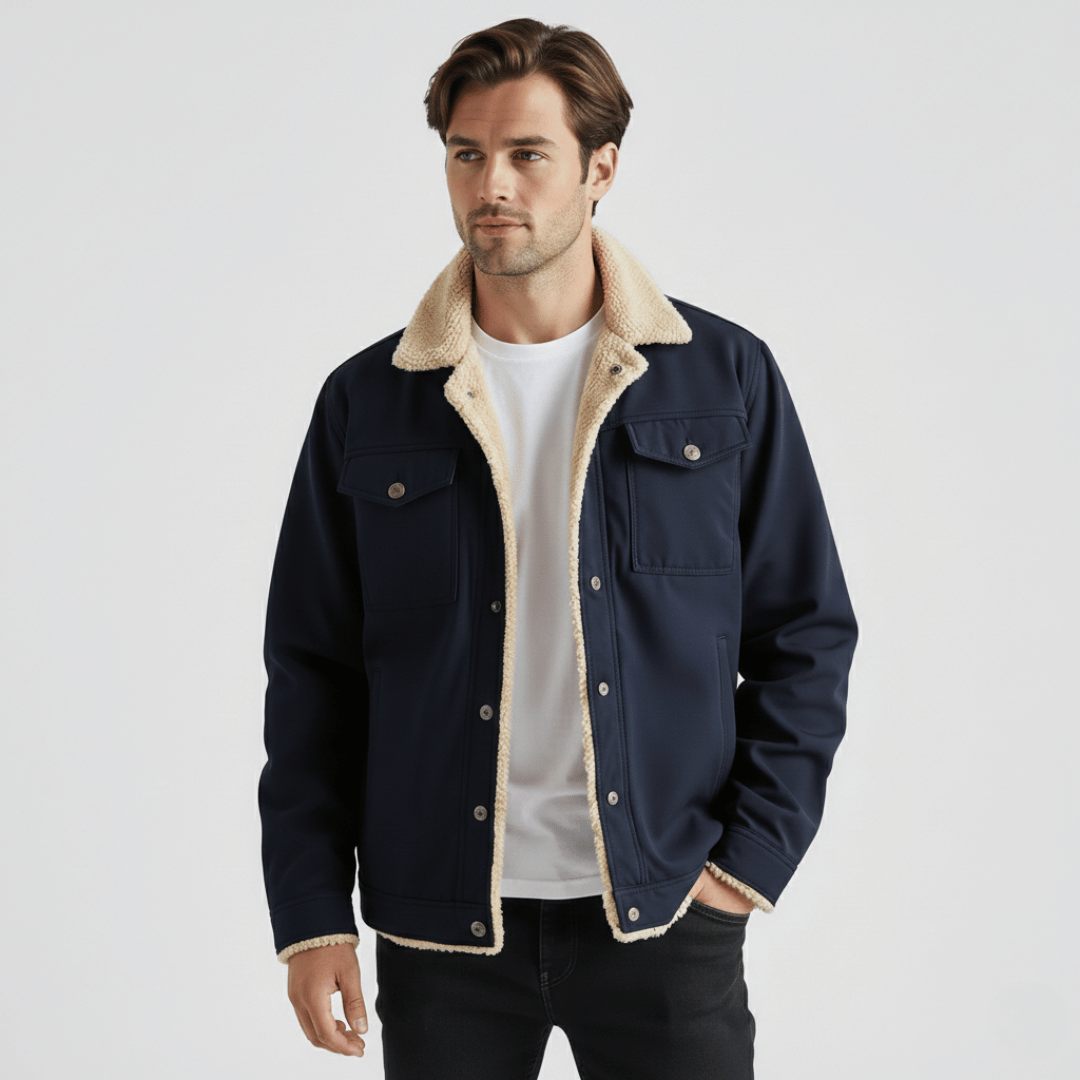 Men’s Jacket with Front Closure and Multiple Pockets