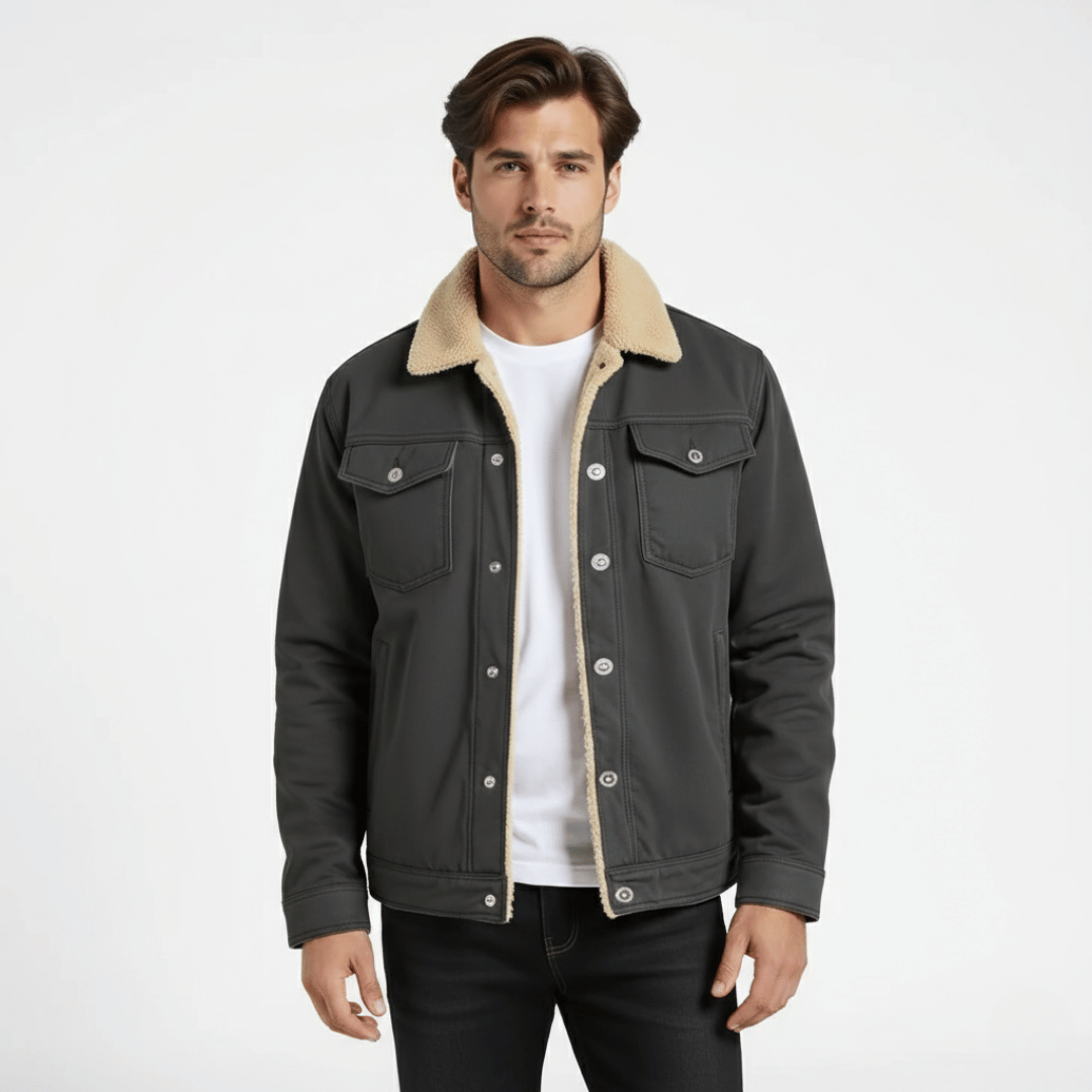 Men’s Jacket with Front Closure and Multiple Pockets