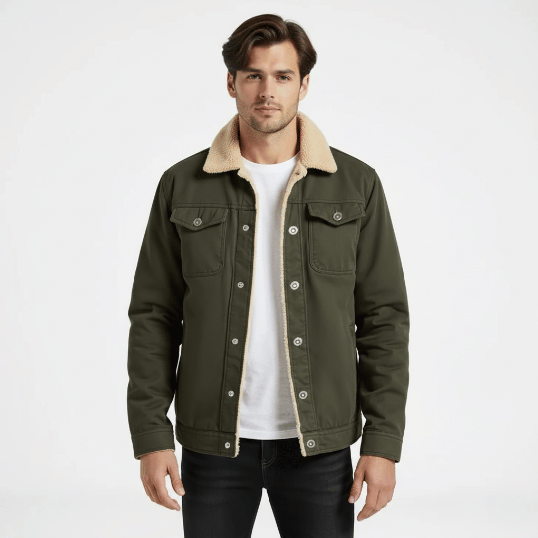 Men’s Jacket with Front Closure and Multiple Pockets