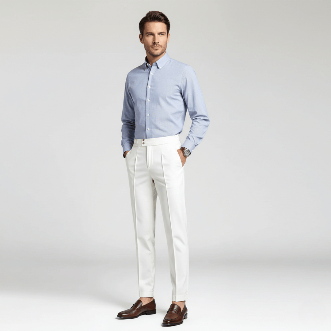 Men’s Pleated Front Trousers with Belt Loops