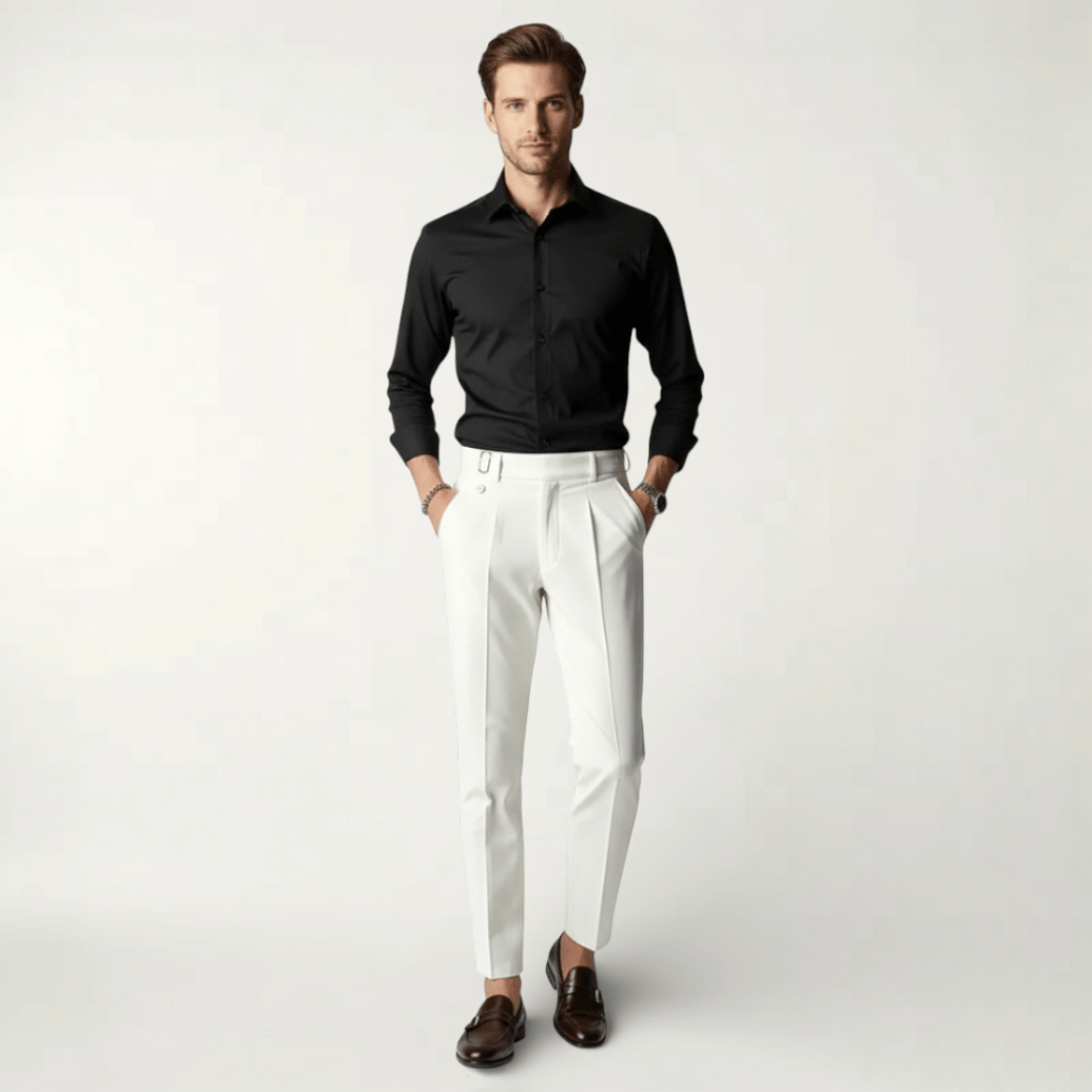 Men’s Pleated Front Trousers with Belt Loops