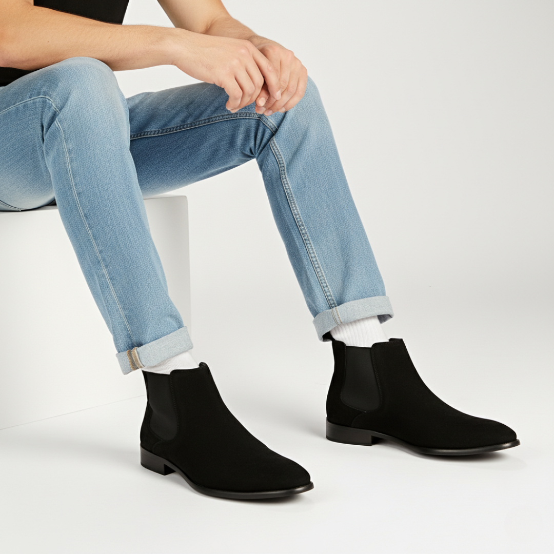 Men’s Suede-Like Chelsea Boots with Side Panels