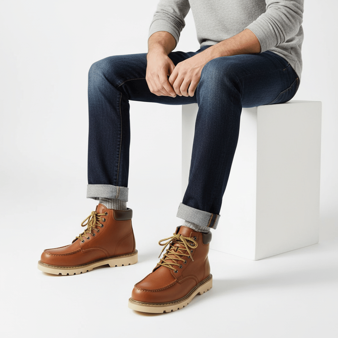 Men’s Black Ankle Boots with Thick Sole