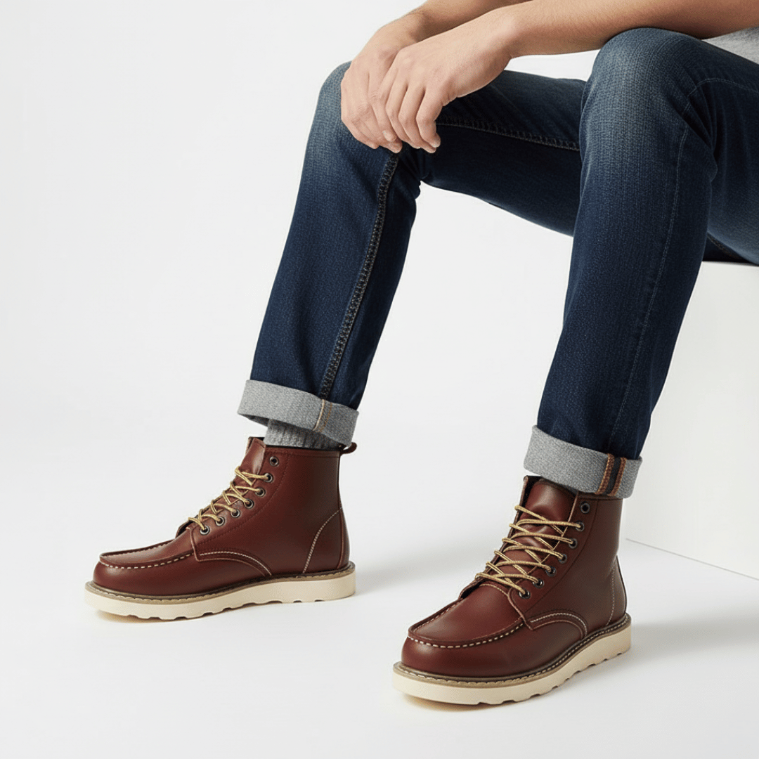 Men’s Black Ankle Boots with Thick Sole