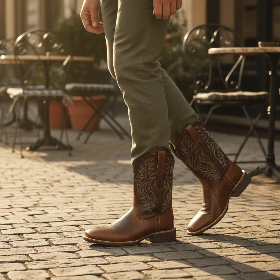 Men’s Cowboy Boots with Embroidered Upper