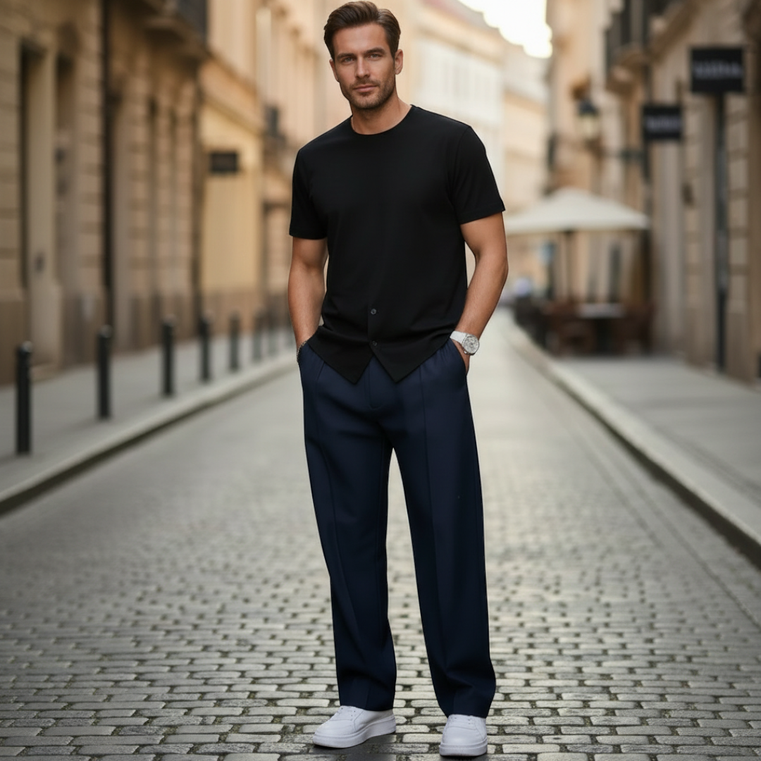 Men’s Straight-Leg Trousers with Drawstring
