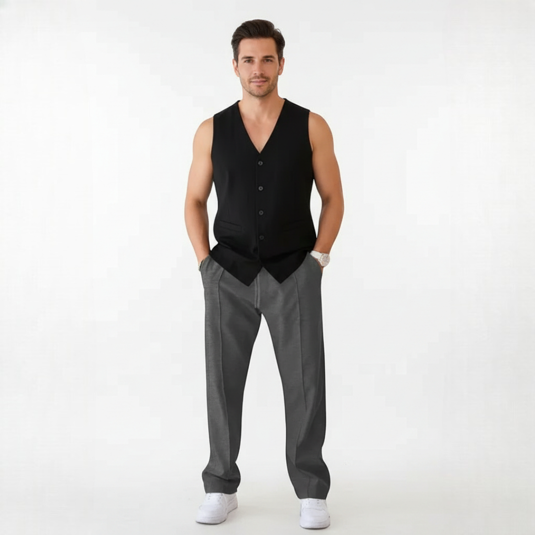 Men’s Straight-Leg Trousers with Drawstring