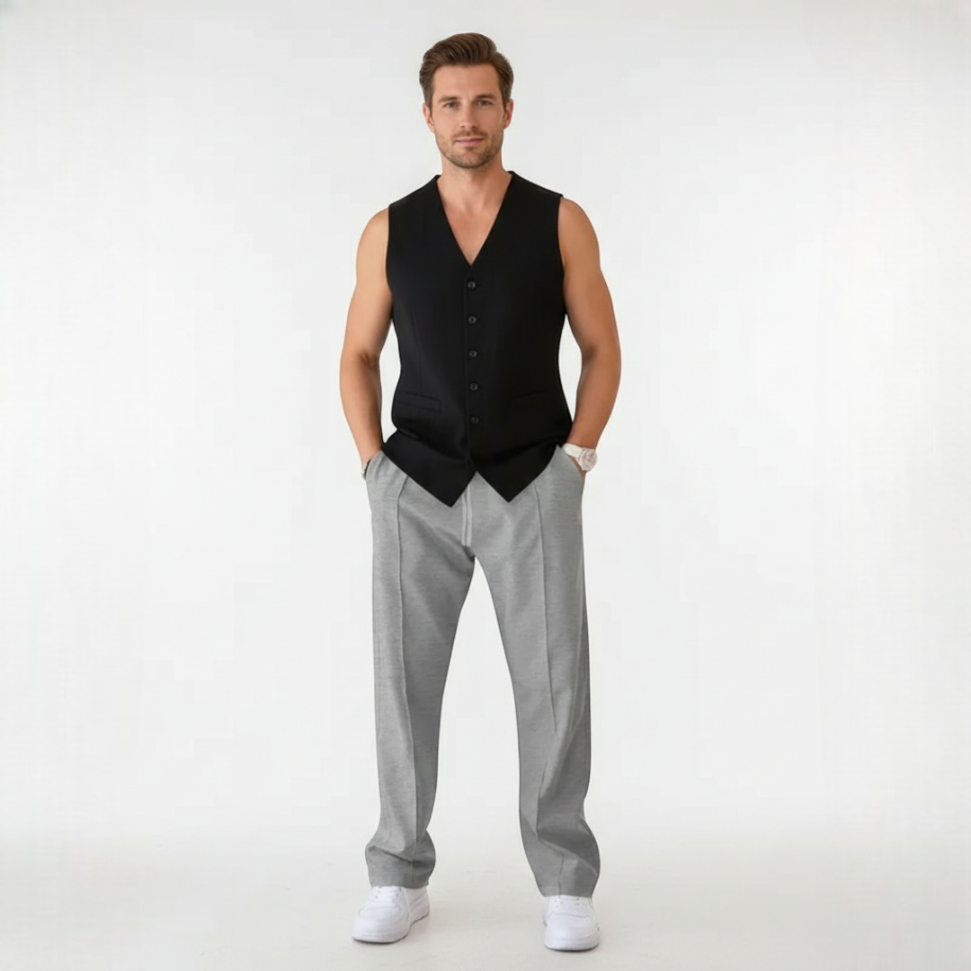 Men’s Straight-Leg Trousers with Drawstring