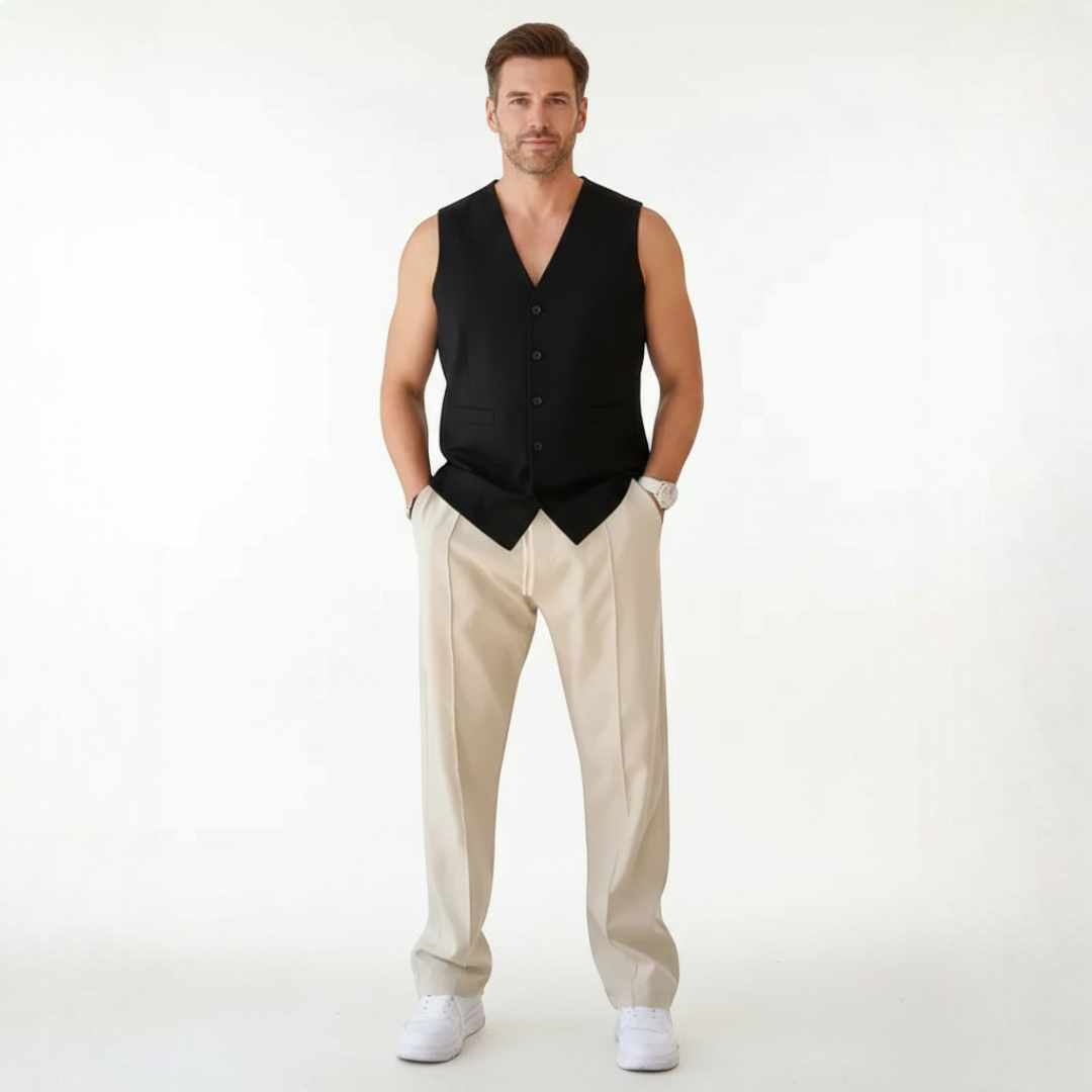 Men’s Straight-Leg Trousers with Drawstring