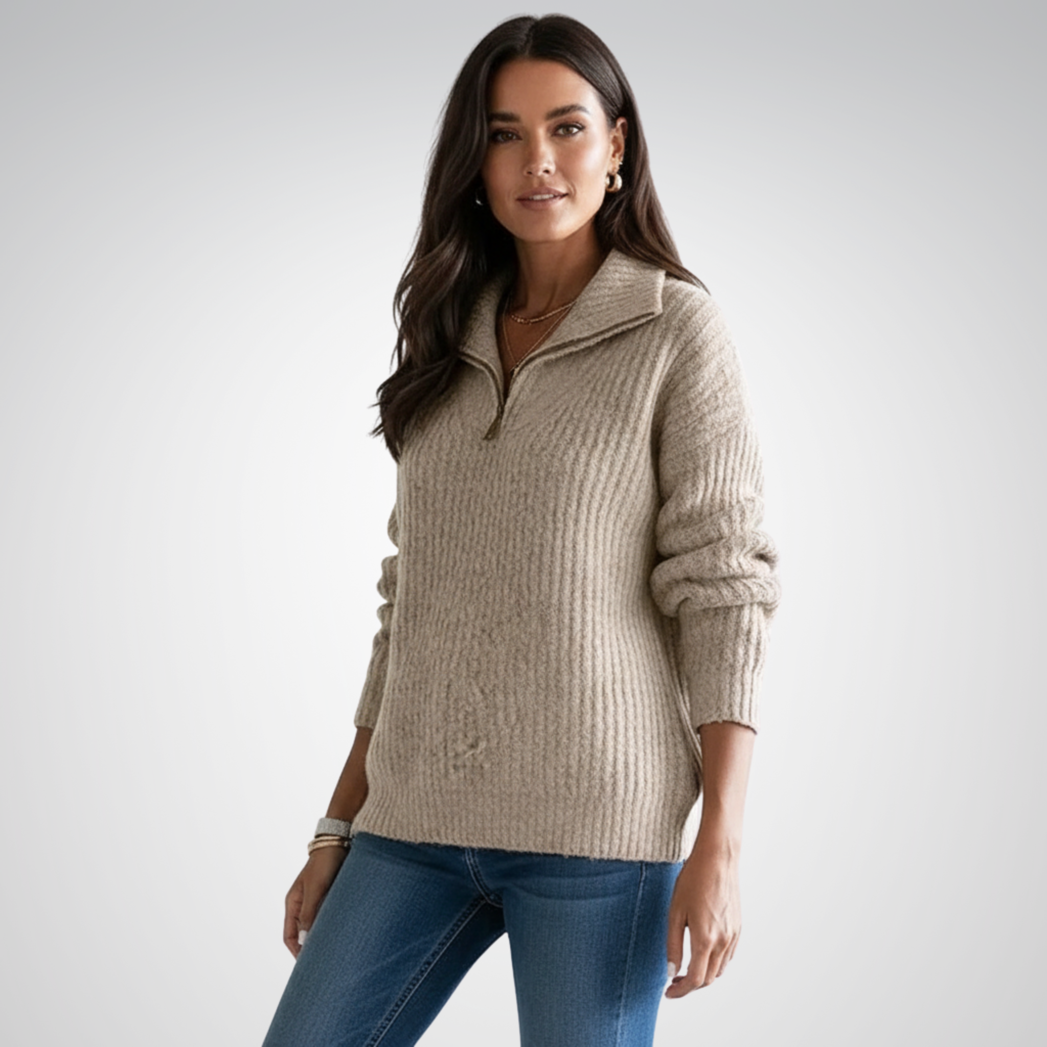 Women's Sweater | Half Zip with Collar