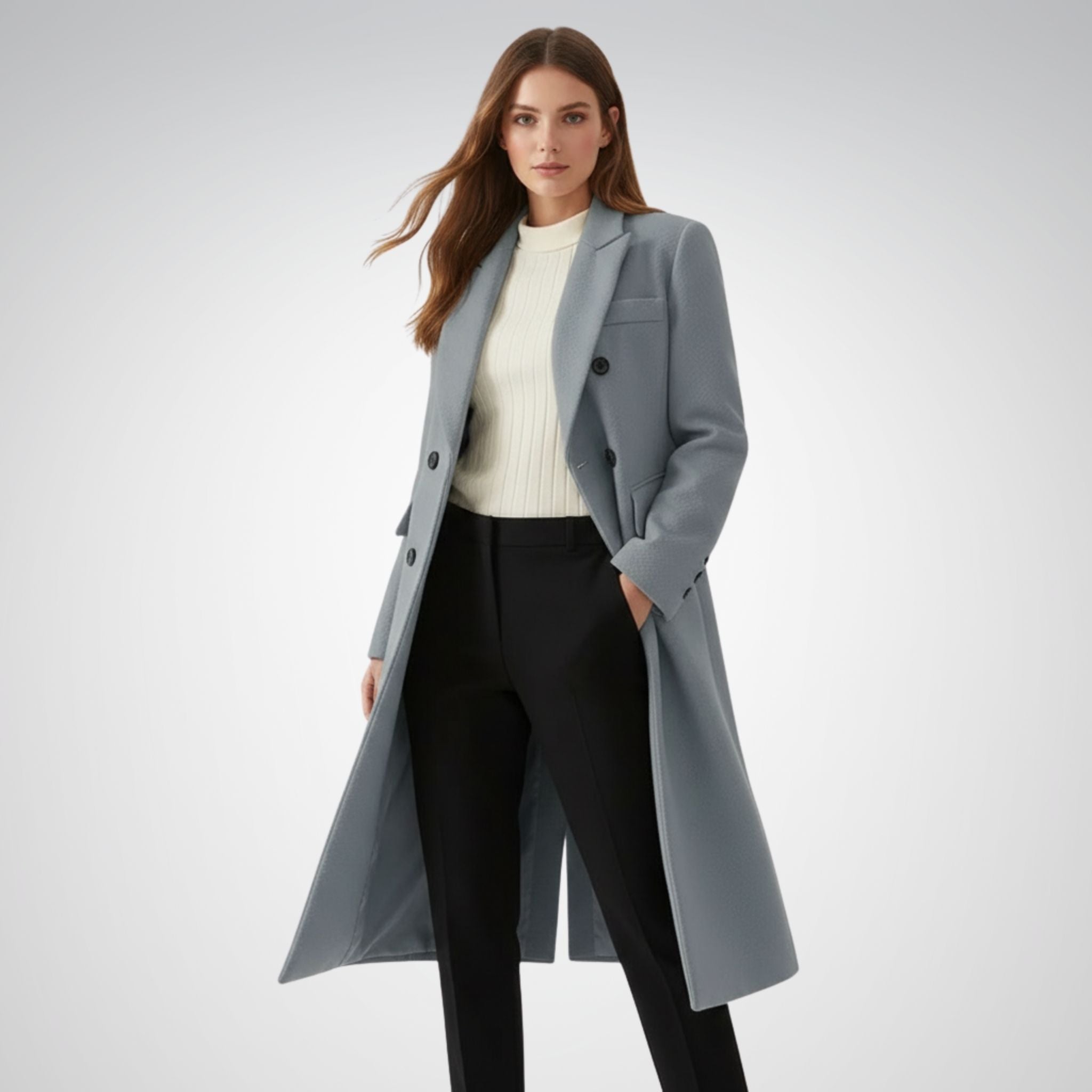 Women's Long Wool Coat | Structured Design for Winter