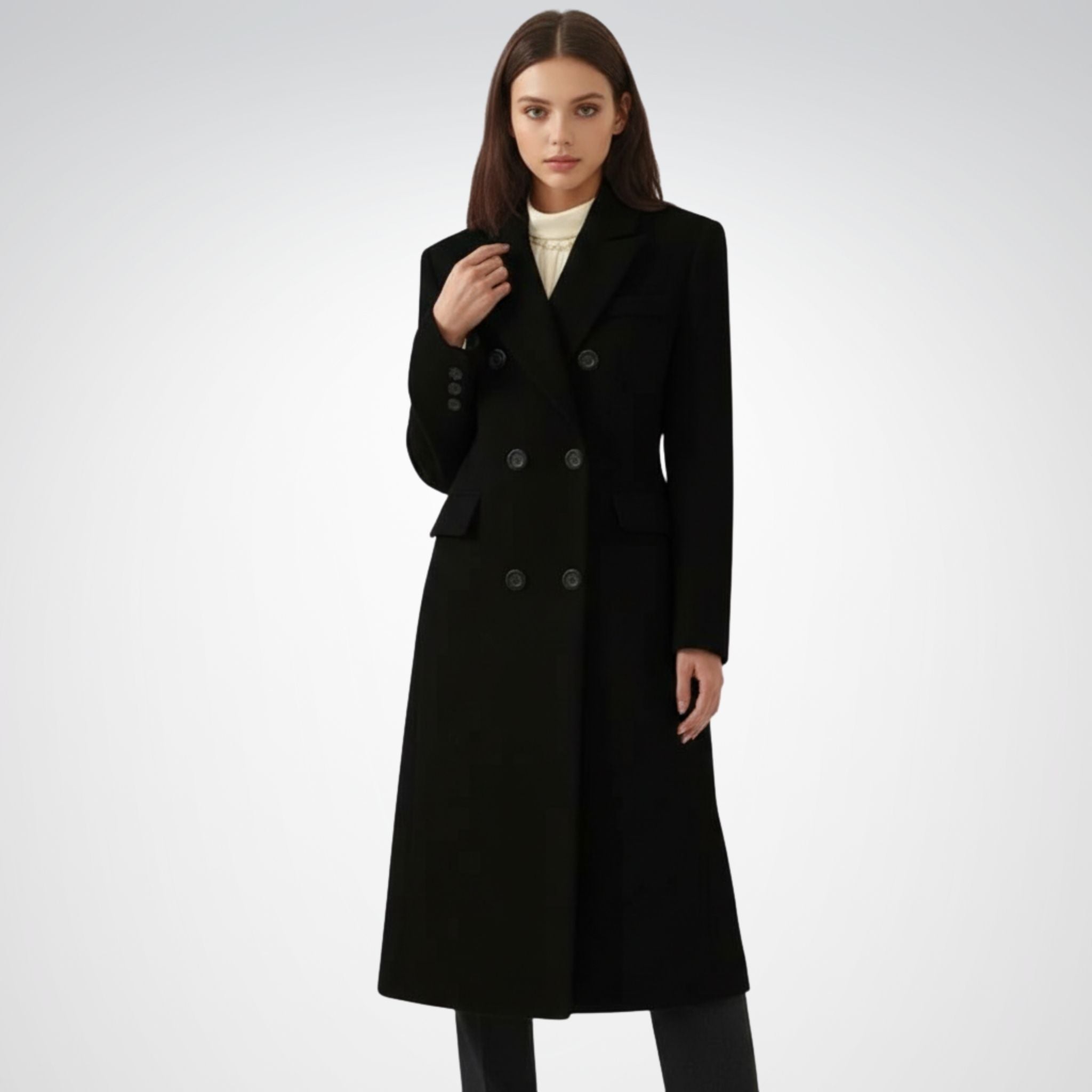 Women's Long Wool Coat | Structured Design for Winter