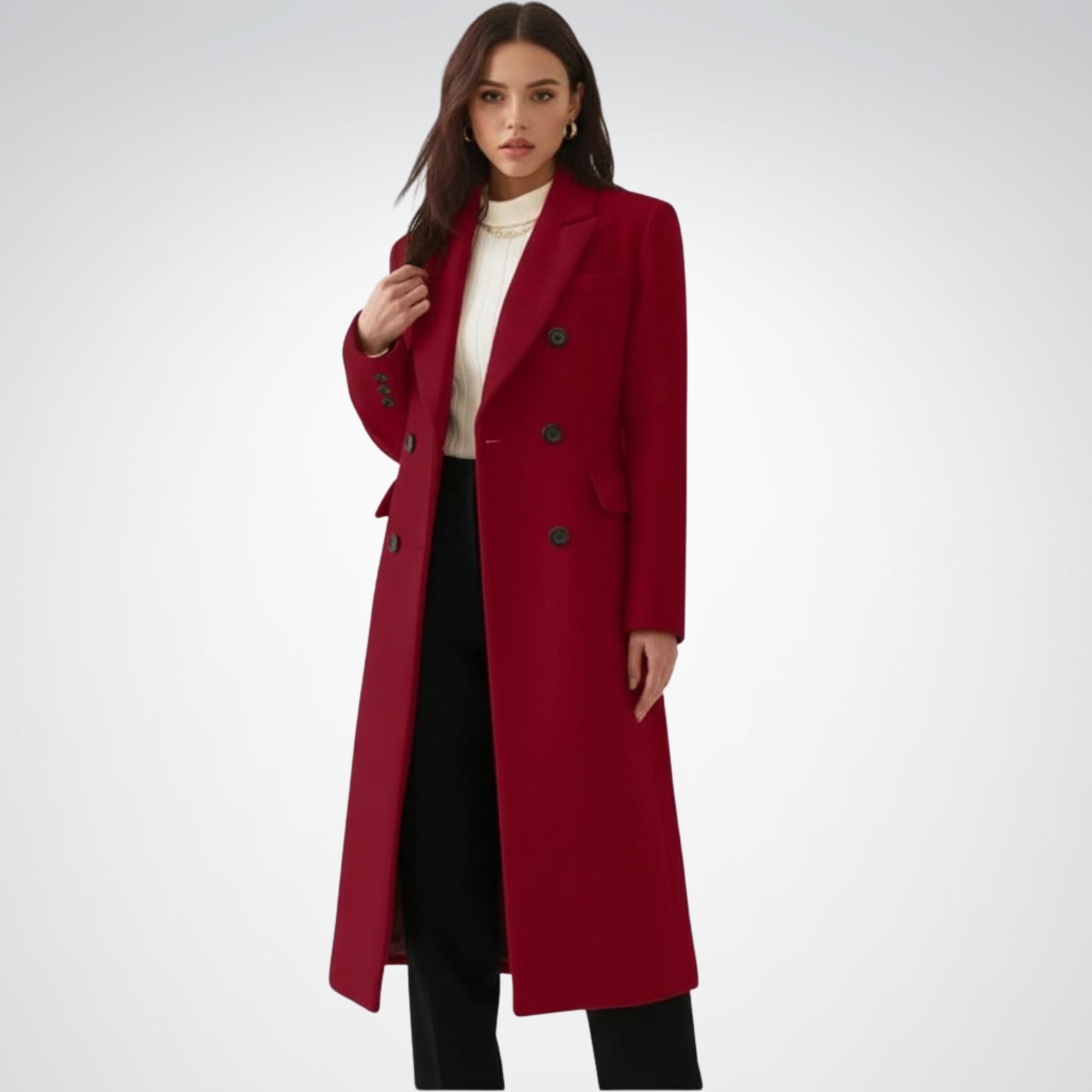 Women's Long Wool Coat | Structured Design for Winter