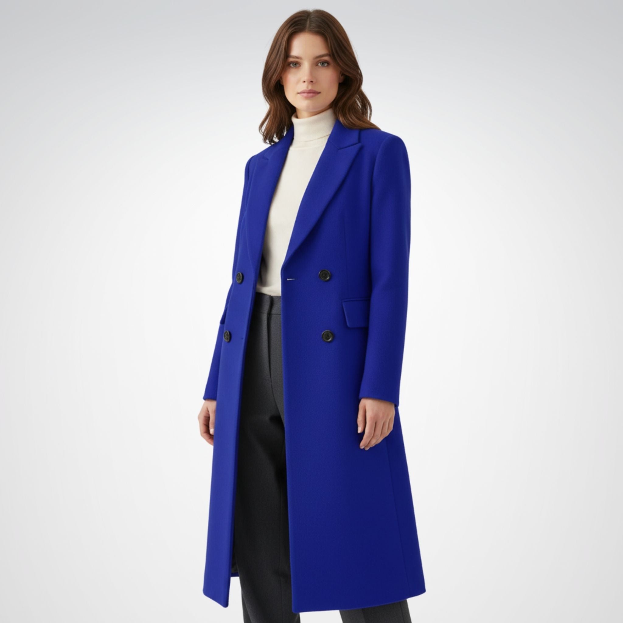 Women's Long Wool Coat | Structured Design for Winter