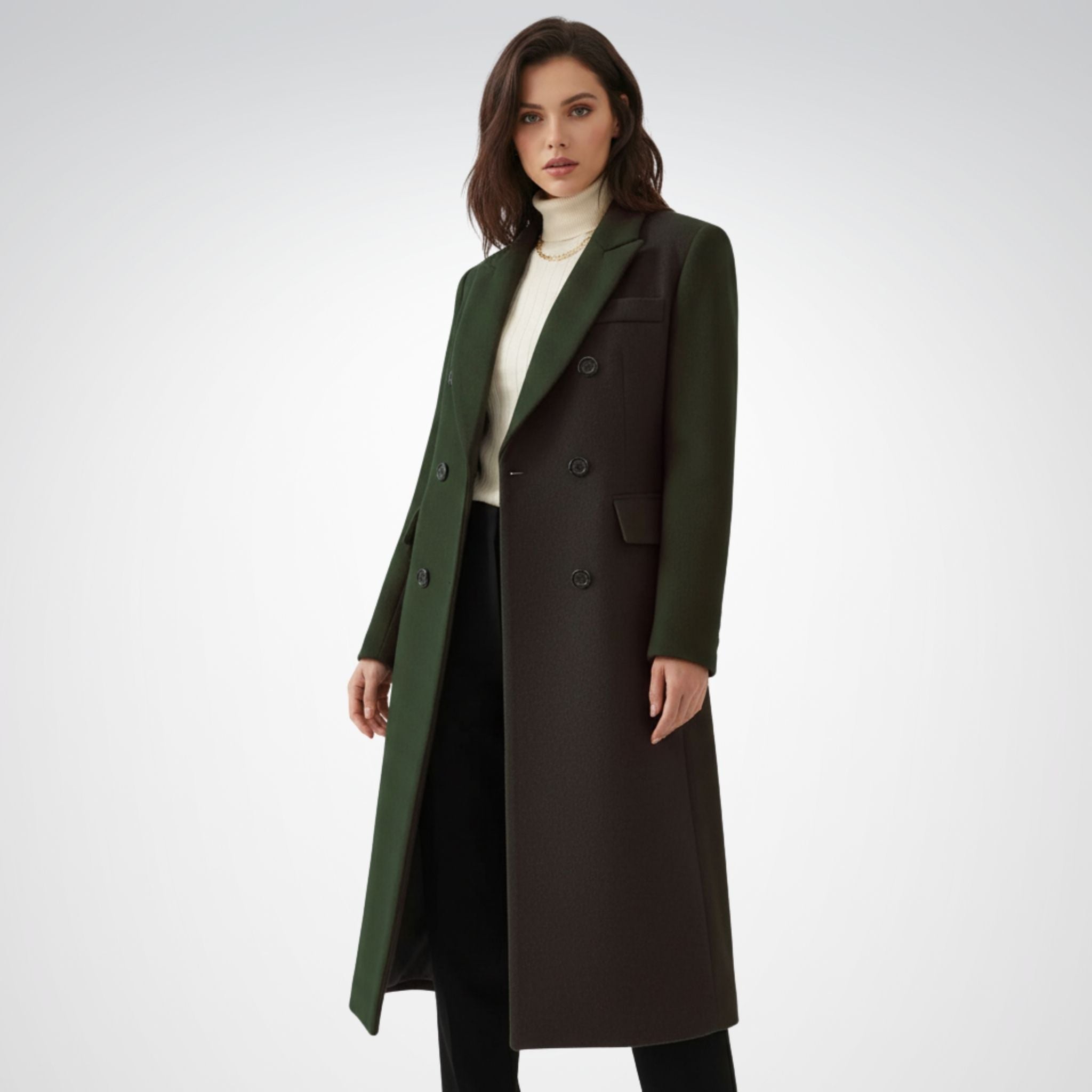 Women's Long Wool Coat | Structured Design for Winter