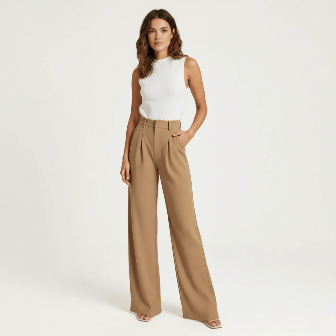 Women’s High-Waisted Wide-Leg Pants with Straight Cut