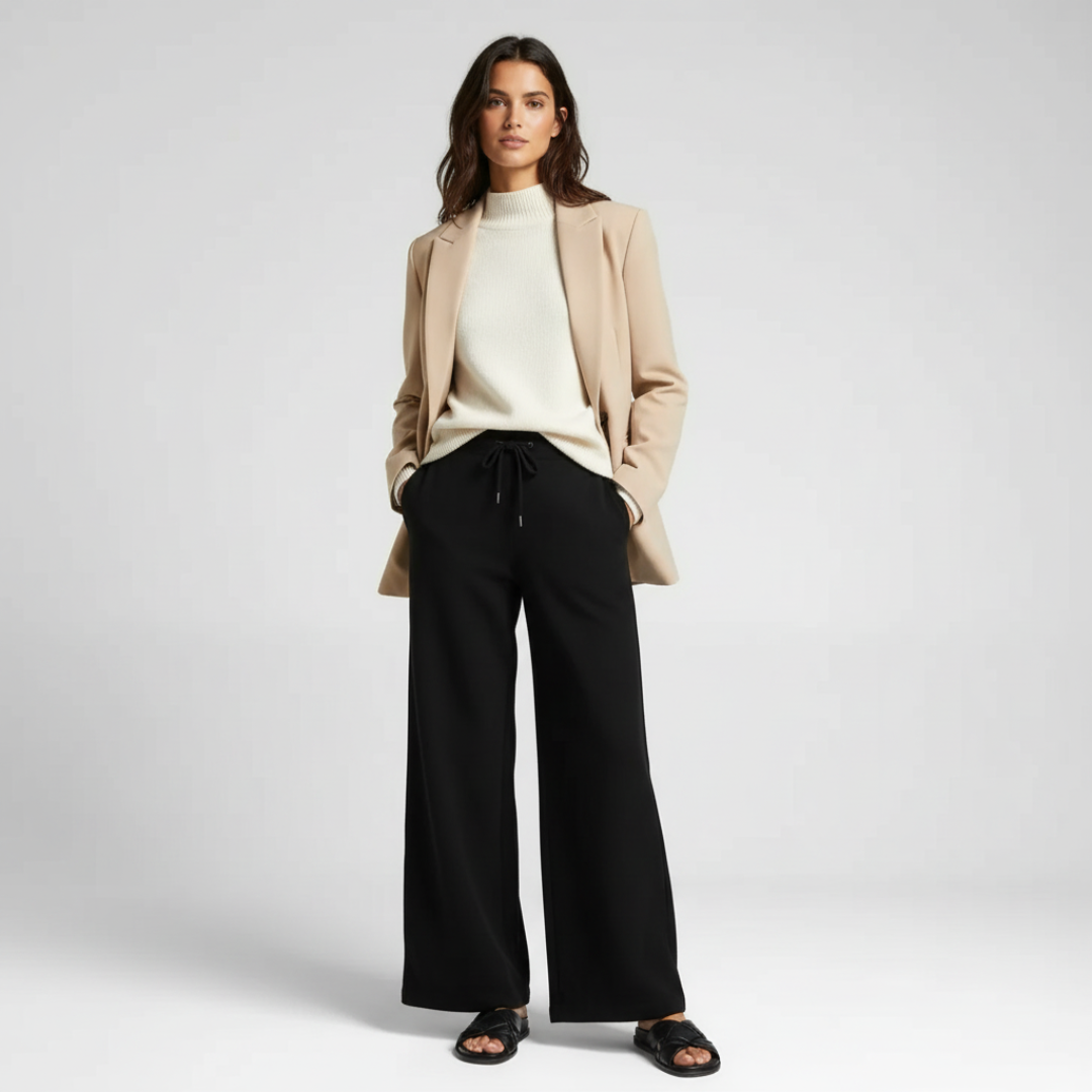Women’s Linen Blend Trousers with Elastic Waistband