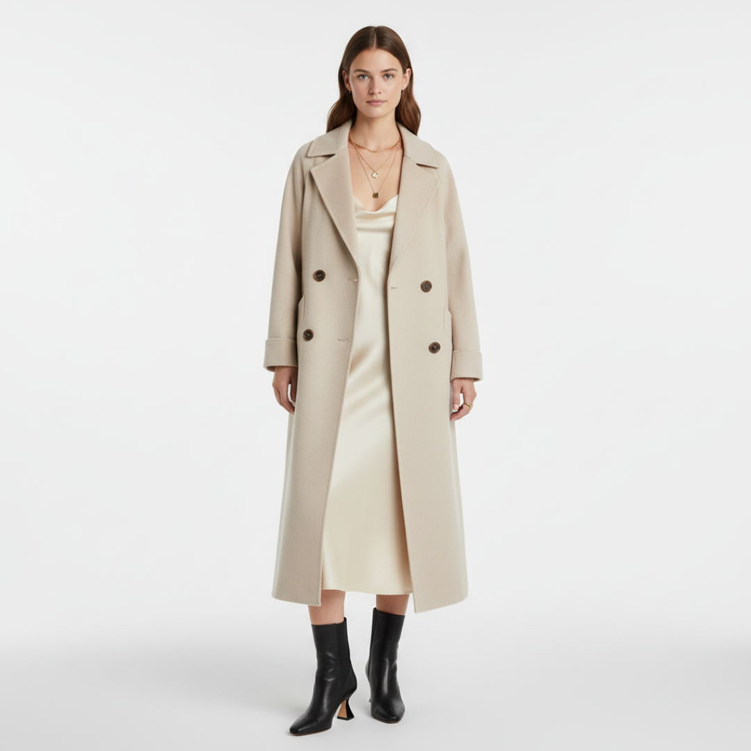 Women’s Long Coat with Straight Silhouette