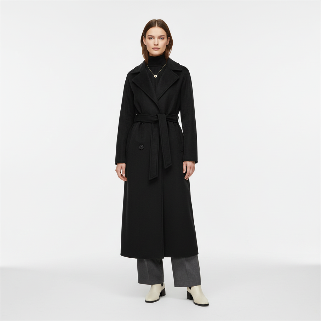 Women’s Long Coat with Straight Silhouette