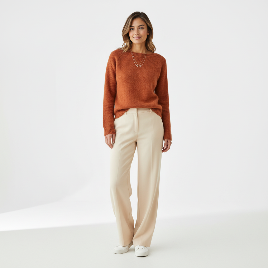 Women’s Loose Fit Sweater with Wide Round Neck