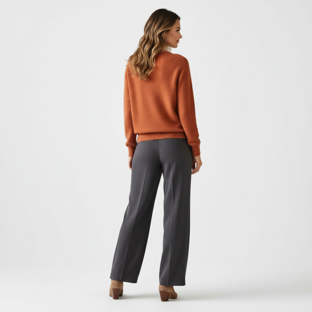 Women’s Loose Fit Sweater with Wide Round Neck