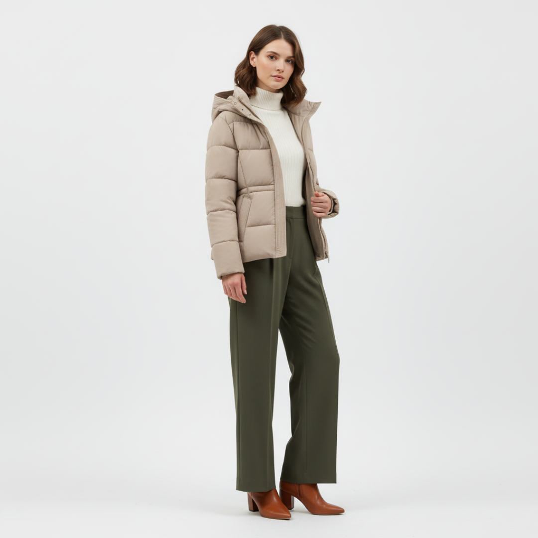 Women’s Quilted Jacket with Tie Belt