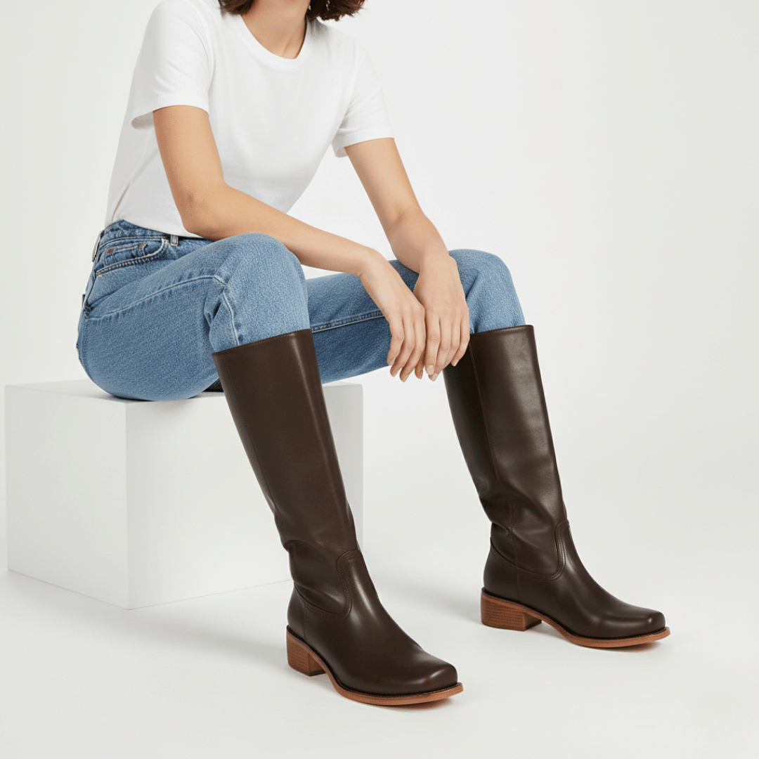 Women’s Slim Fit Knee-High Boots with Textured Sole
