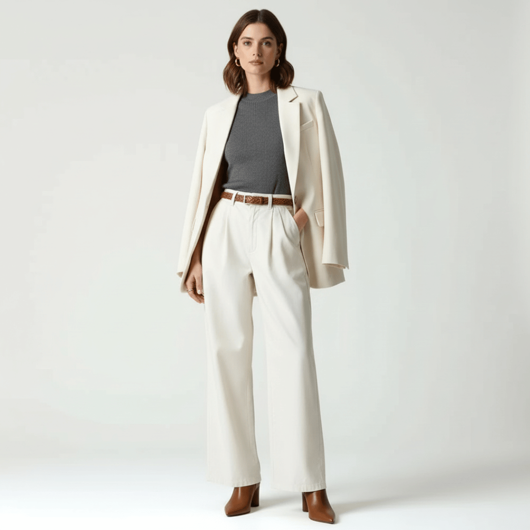 Women’s Straight-Cut Capri Pants with Light Sand Color