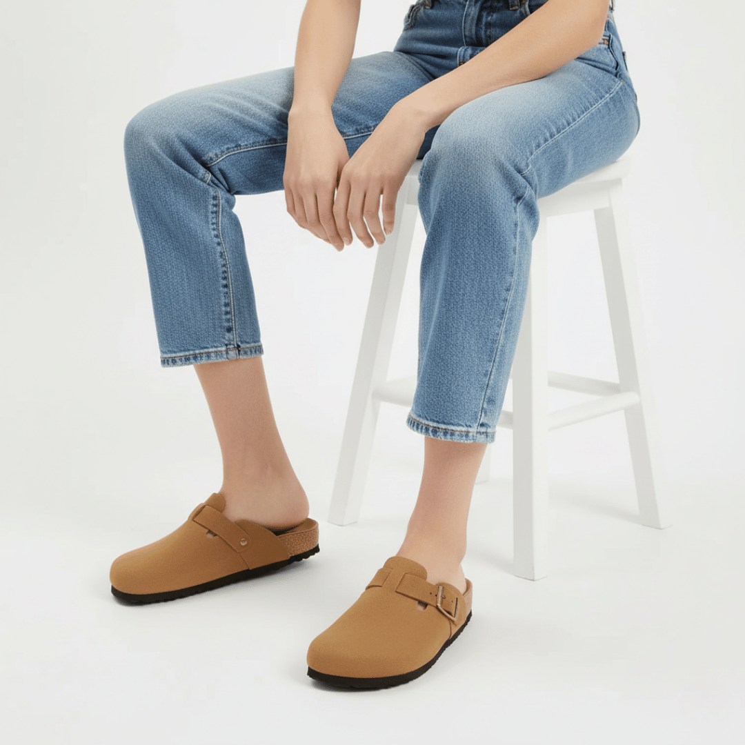 Women’s Suede Cork Slippers with Adjustable Straps