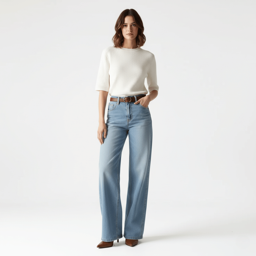 Women’s Wide-Leg Denim Jeans with Relaxed Fit