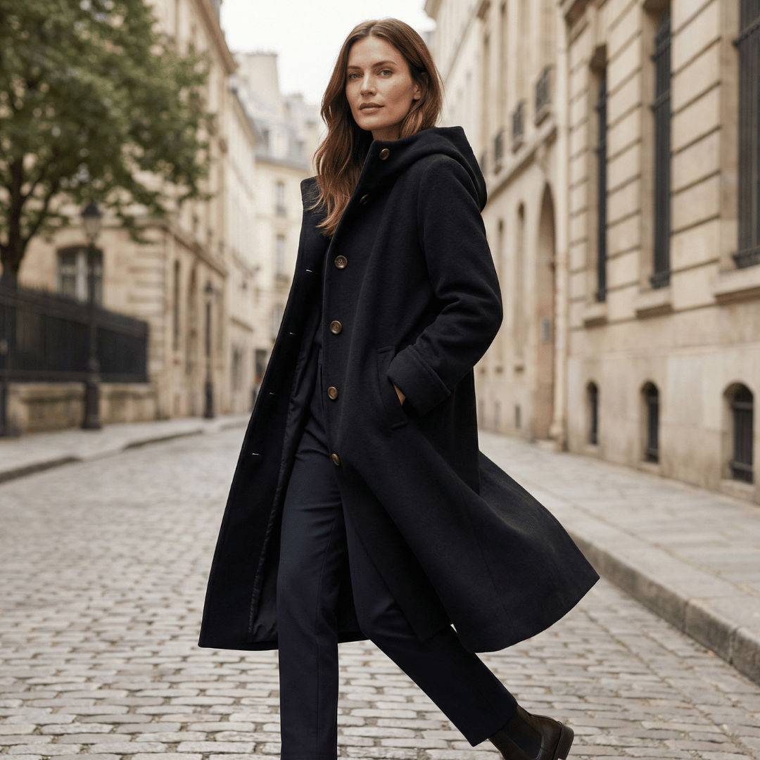 Women’s Hooded Coat with Button Closure