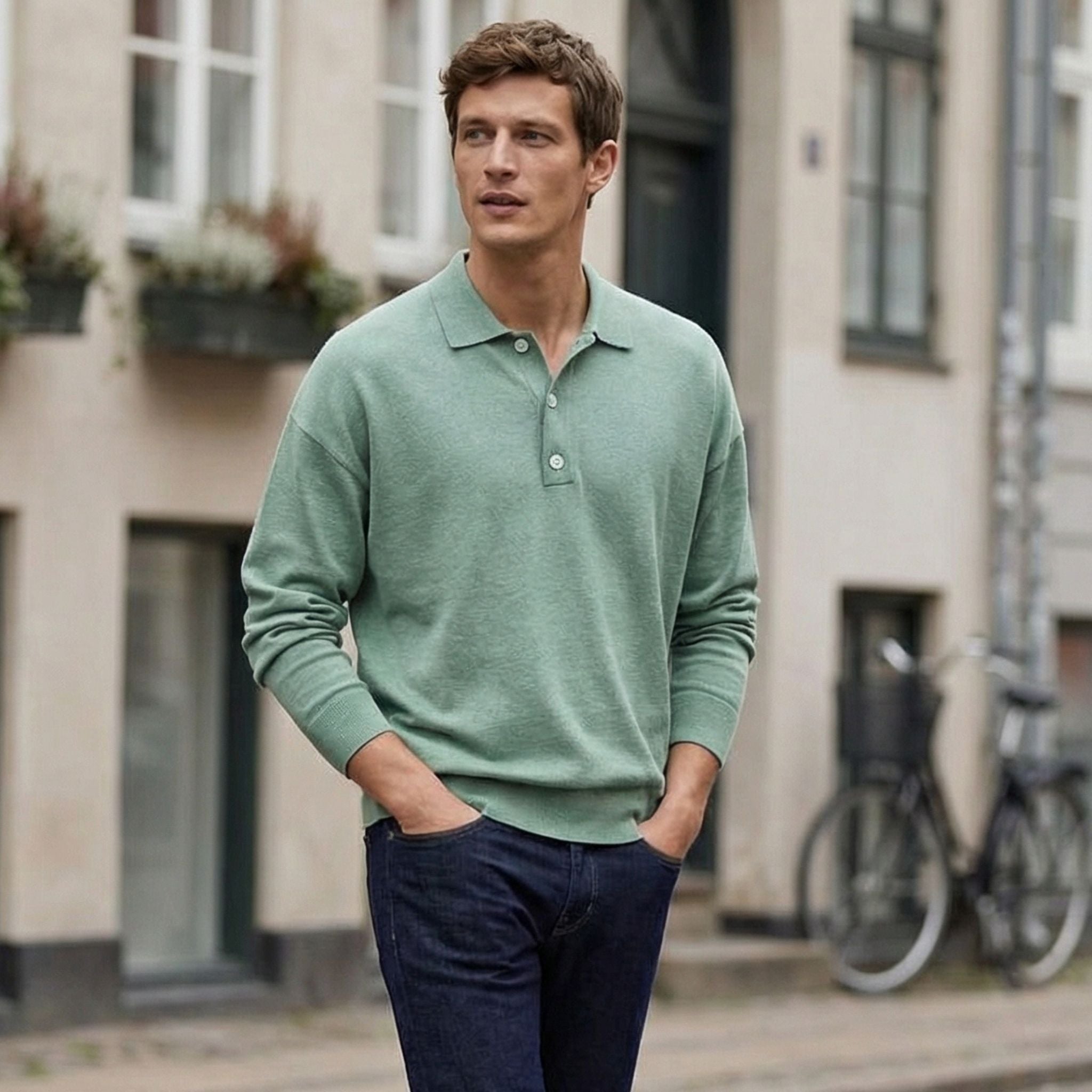 Men's Long Sleeve Polo Shirt | Knit Construction