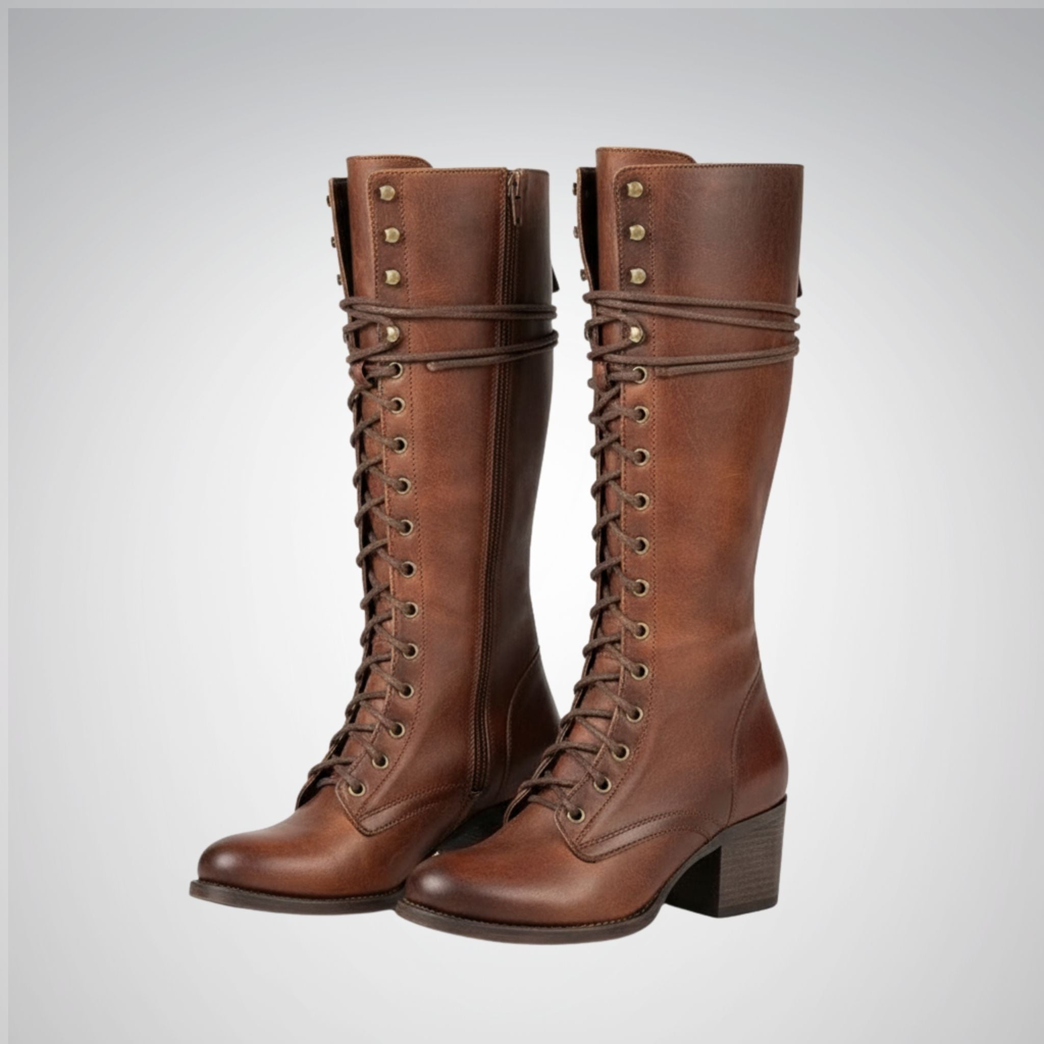 Women's Knee-High Boots | Lace-Up Design, Block Heel