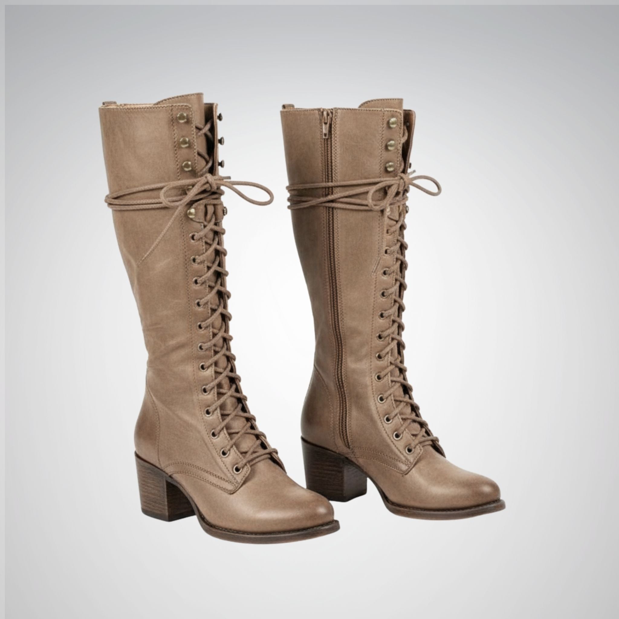 Women's Knee-High Boots | Lace-Up Design, Block Heel