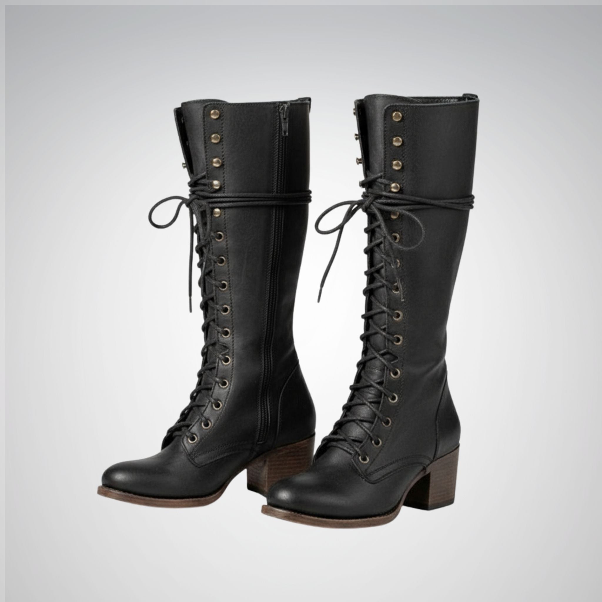Women's Knee-High Boots | Lace-Up Design, Block Heel