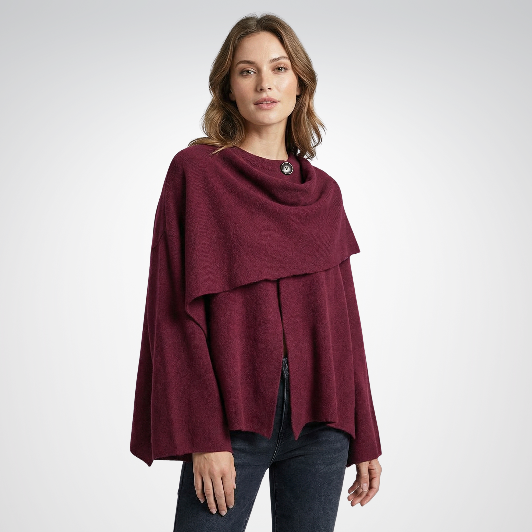 Ladies Cape Coat | Draped Design, Regular Fit