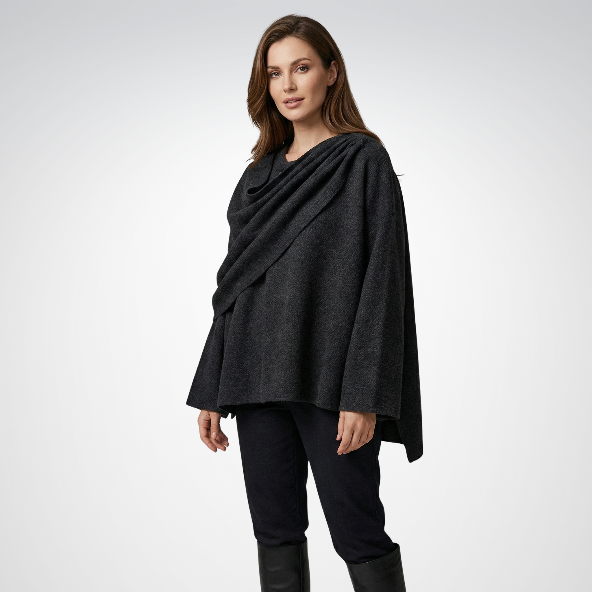Ladies Cape Coat | Draped Design, Regular Fit