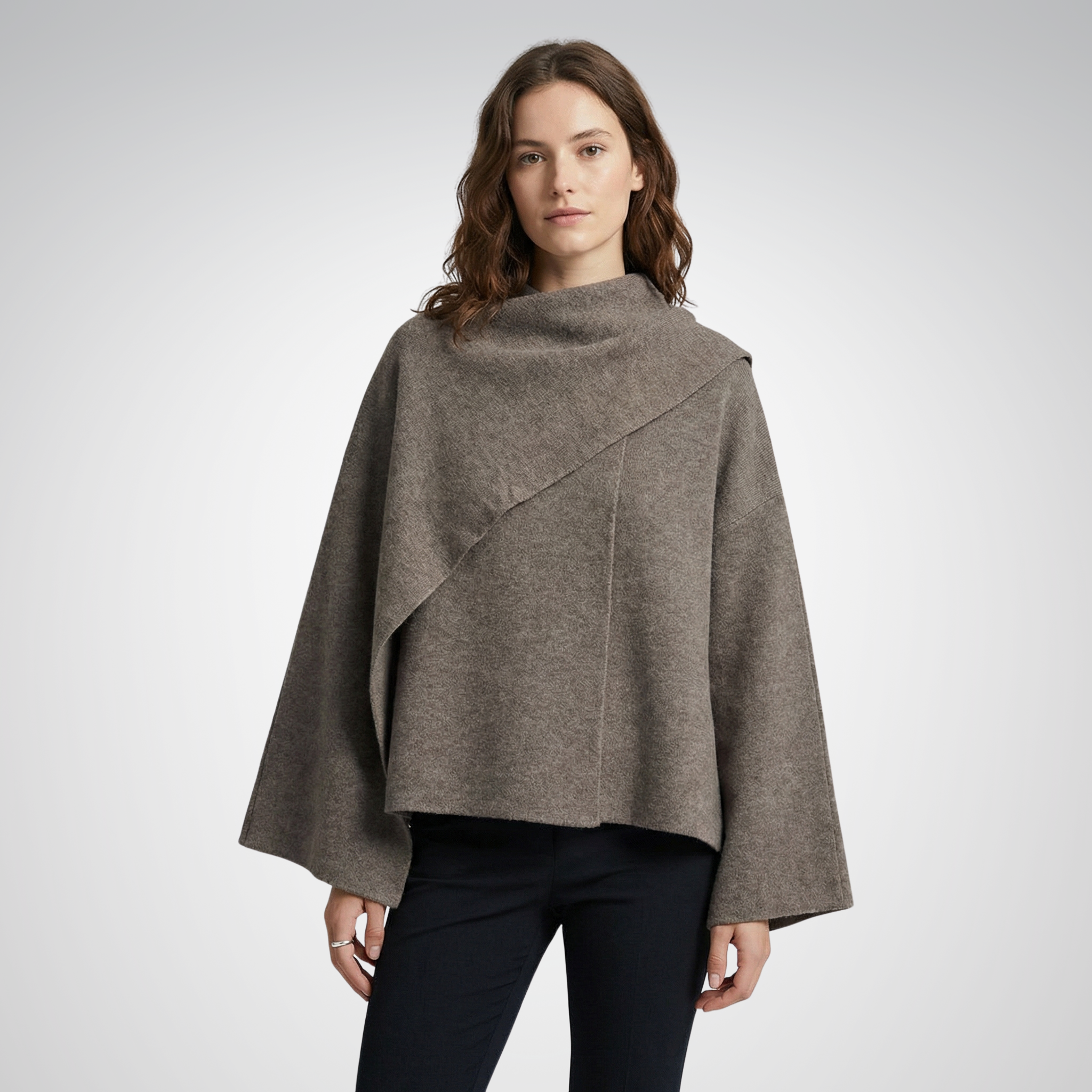 Ladies Cape Coat | Draped Design, Regular Fit
