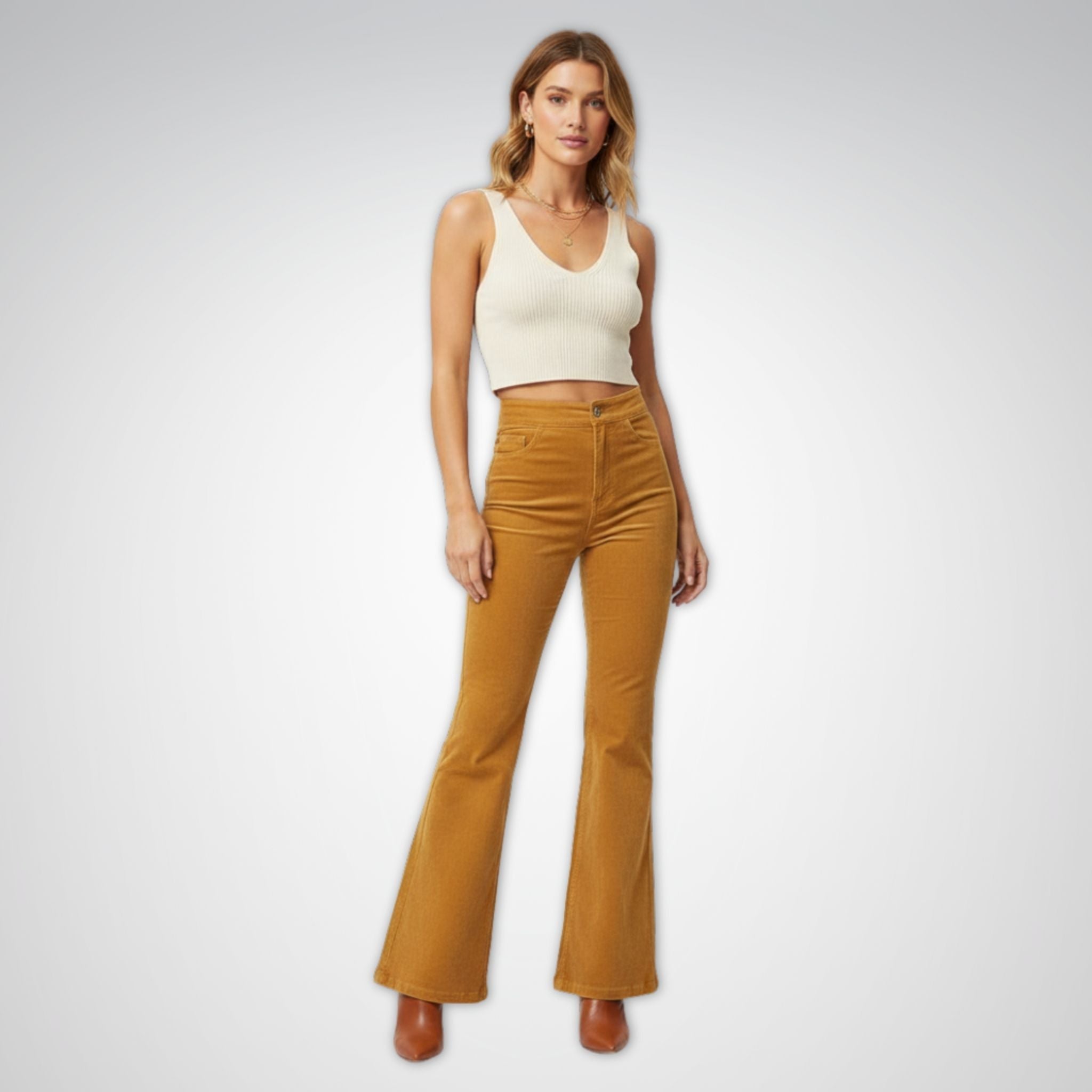 Women's Flare Jeans | High-Waist Corduroy Retro Style