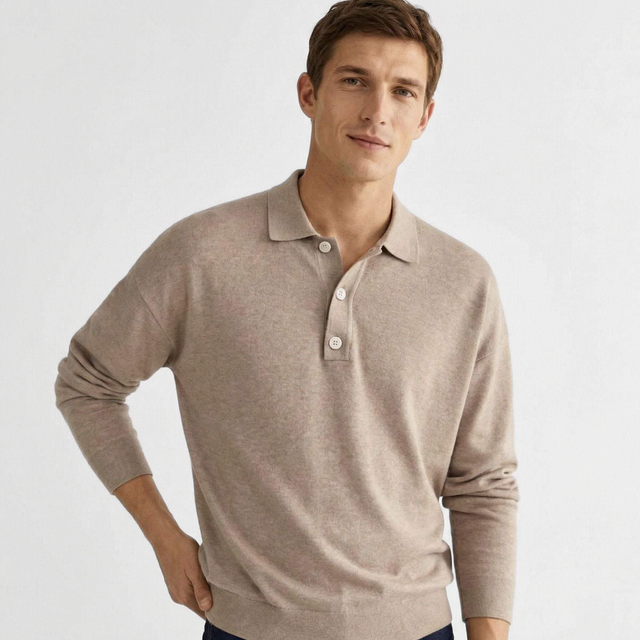 Men's Long Sleeve Polo Shirt | Knit Construction